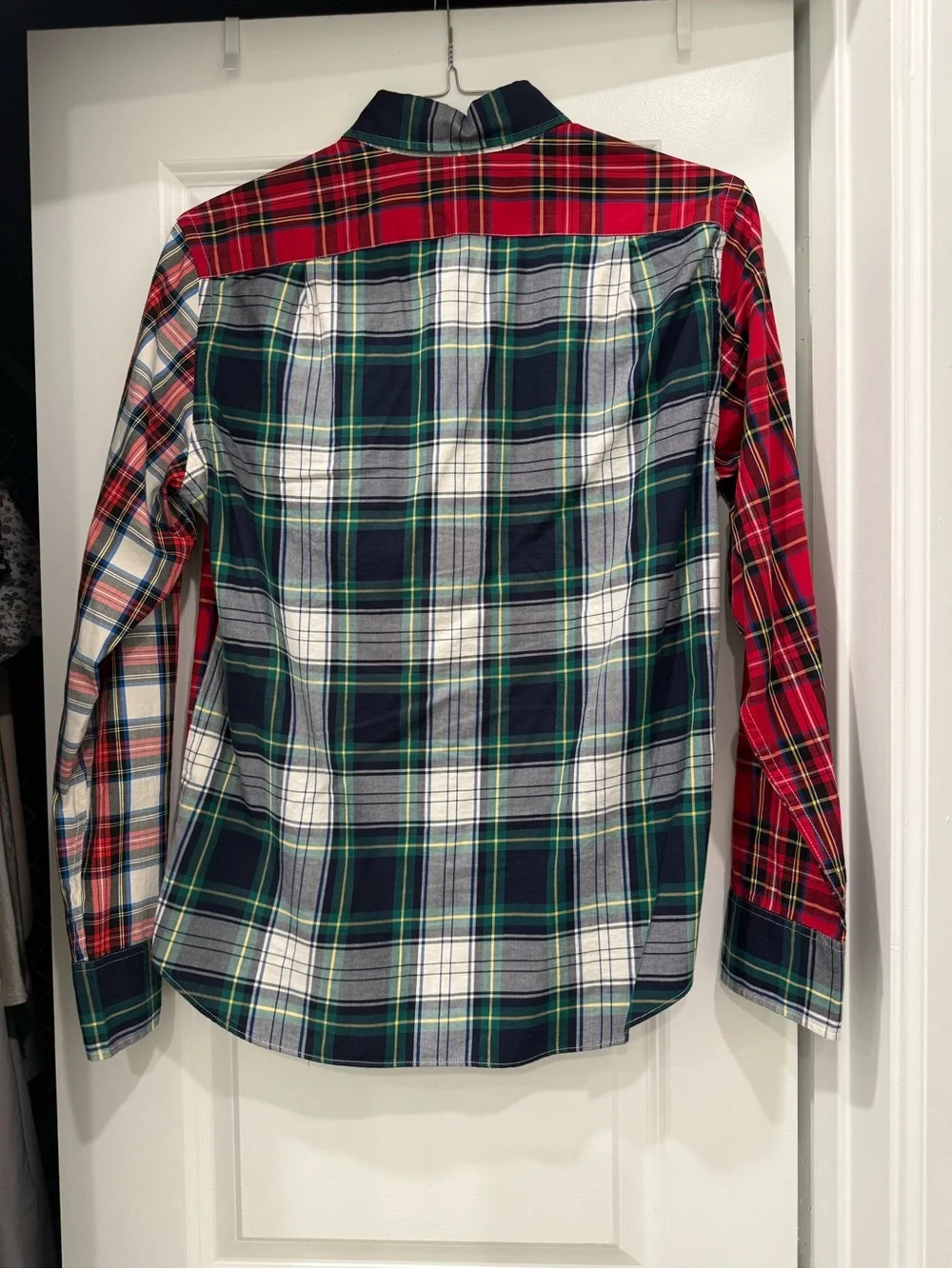 J. Crew Red & Green Plaid Patchwork Button-Down Shirt